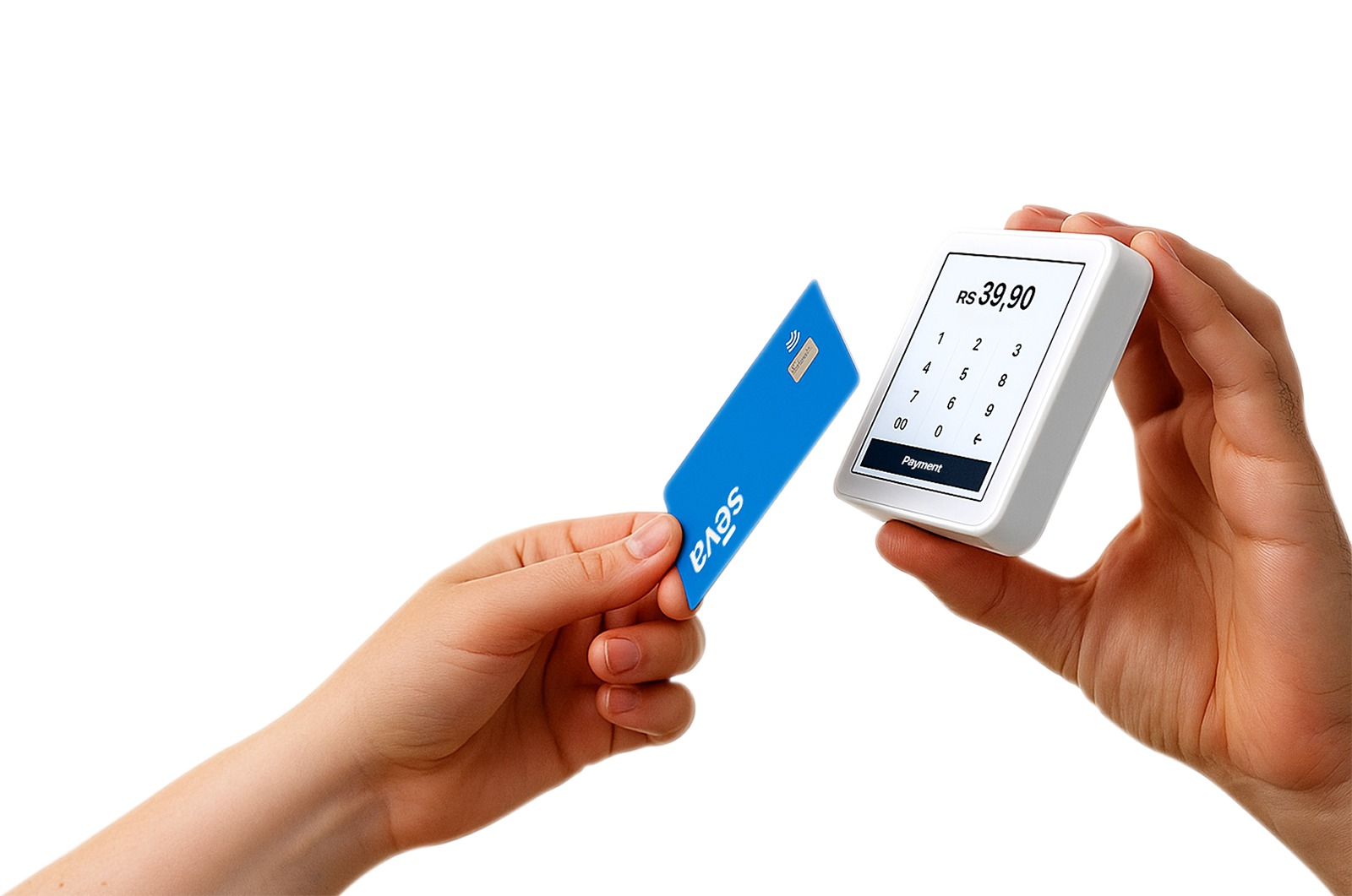 person scanning a card to pay